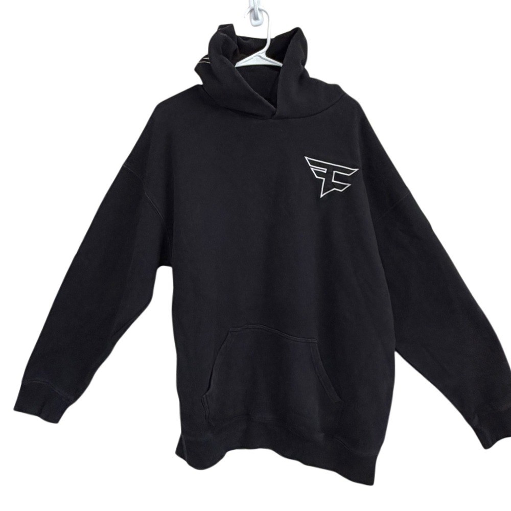 FaZe Clan Hoodie XL Black Distressed Gaming Esports Grunge Y2K Streetwear